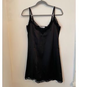 Mini Black Lace Trim Slip Dress